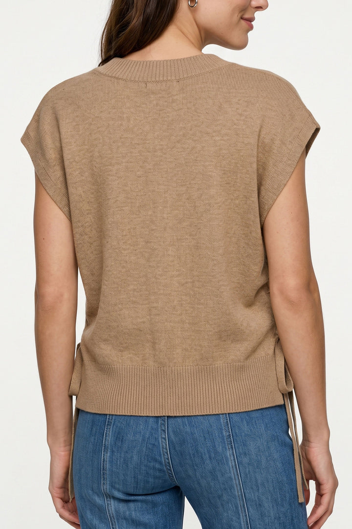 V-neck Dolman Popover Sweater in Harvest Khaki Melange