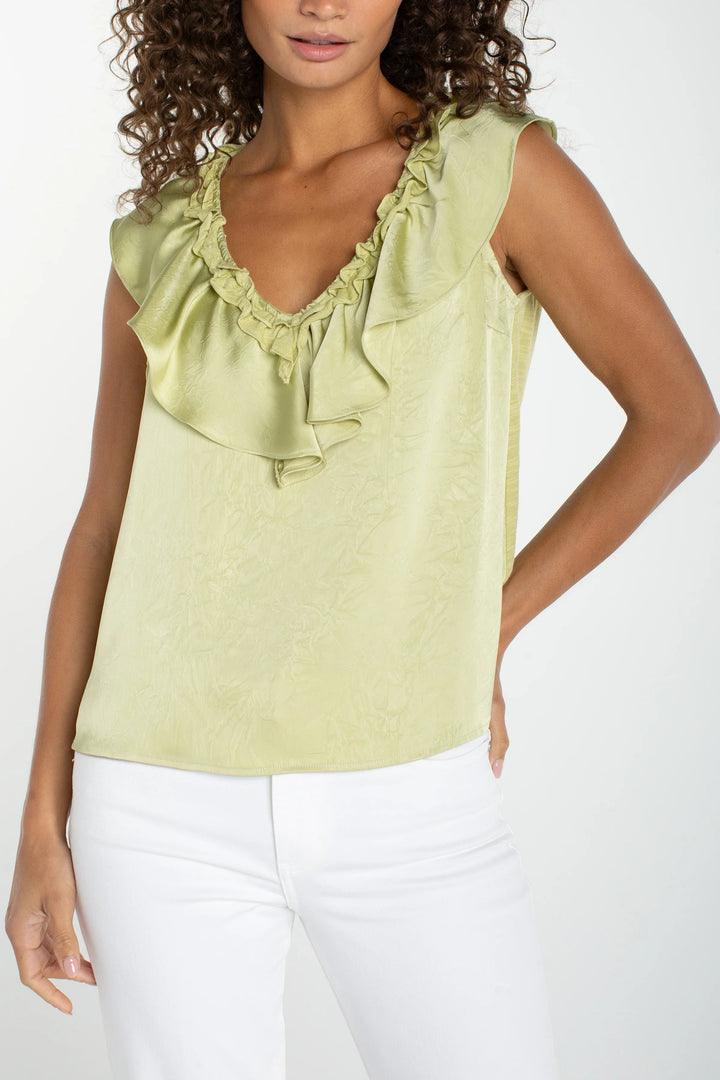 Sleeveless Ruffle Top in Lime Crema