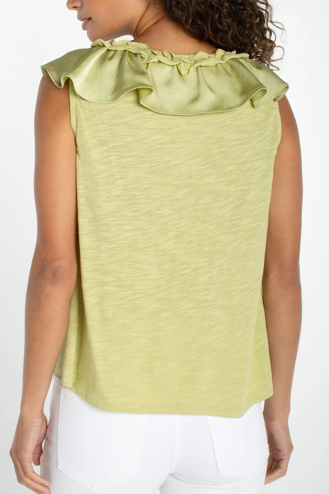 Sleeveless Ruffle Top in Lime Crema