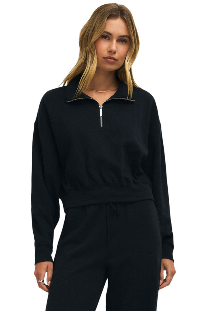 Downtown Half Zip Sweatshirt in Black