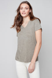 Linen V-Neck T-Shirt