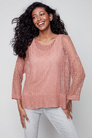 Solid Crochet Blouse in Nougat