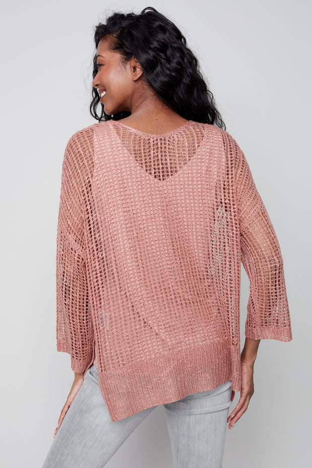 Solid Crochet Blouse in Nougat