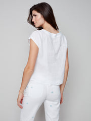 Solid White Tie Waist Top