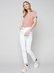 White Frayed Hem Jeans