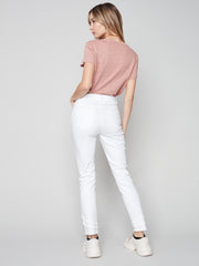 White Frayed Hem Jeans