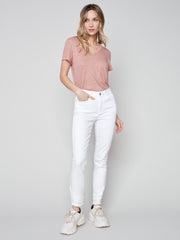 White Frayed Hem Jeans