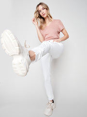 White Frayed Hem Jeans