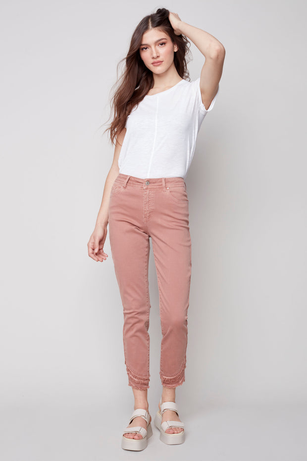 Frayed Hem Jeans in Nougat