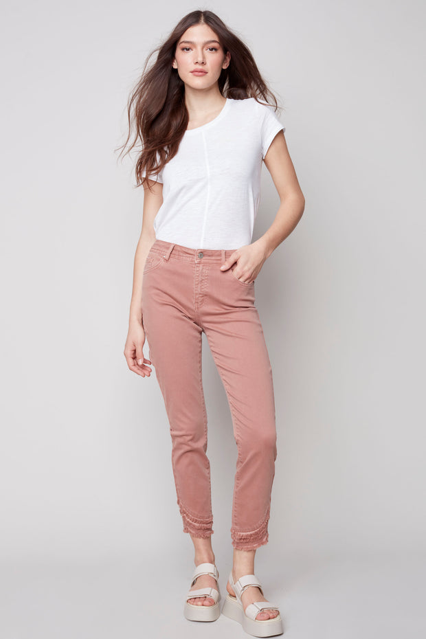 Frayed Hem Jeans in Nougat