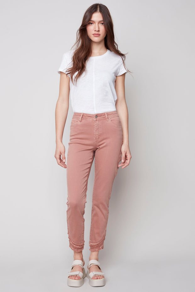 Frayed Hem Jeans in Nougat