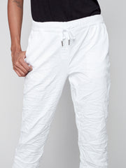 Crinkle Solid Bengaline Pant in White