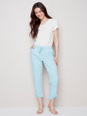 Crinkle Solid Bengaline Pant in Azul