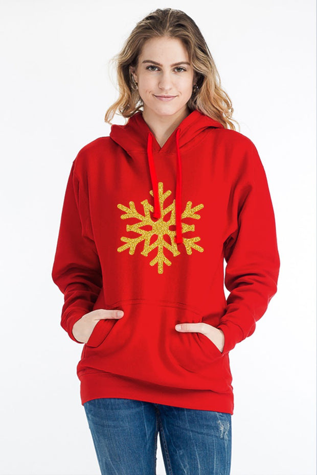 Snowflake Graphic Hoodie in red
