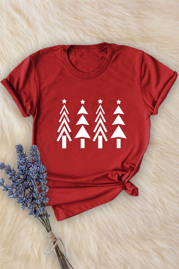 Christmas Tree Graphic Tee in red