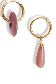 Asymmetrical Stone Hoop Earrings