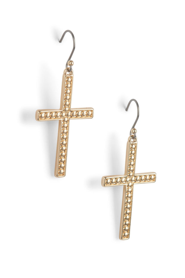 Granulated Cross Earrings