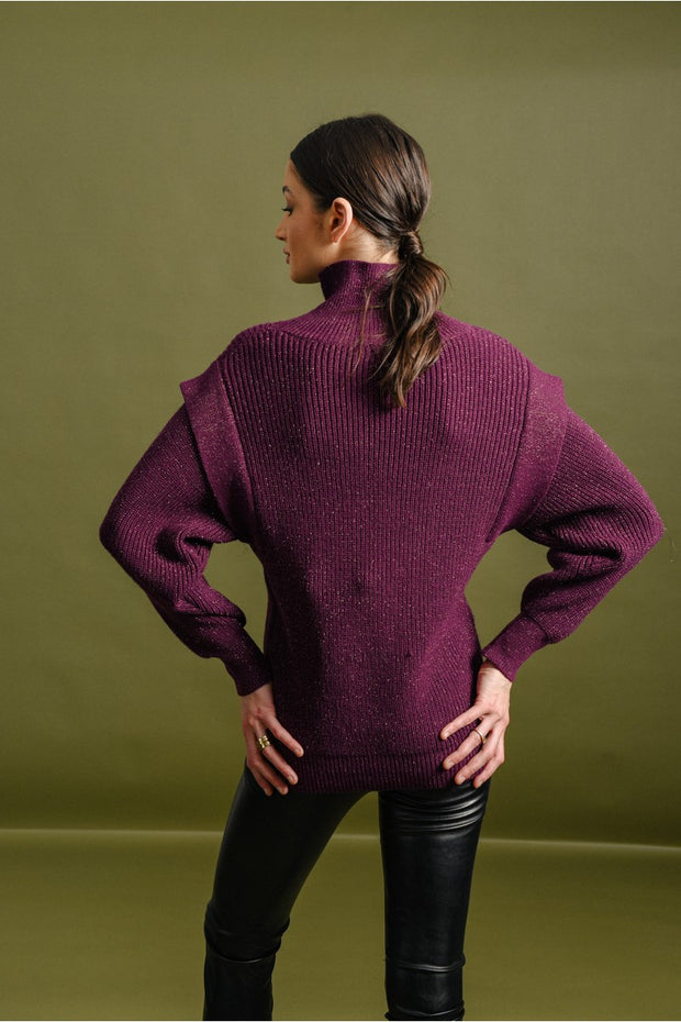 Ruffle Shoulder Sweater