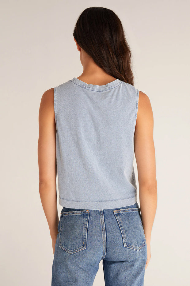 Sloane Jersey Muscle Tank in Washed Indigo