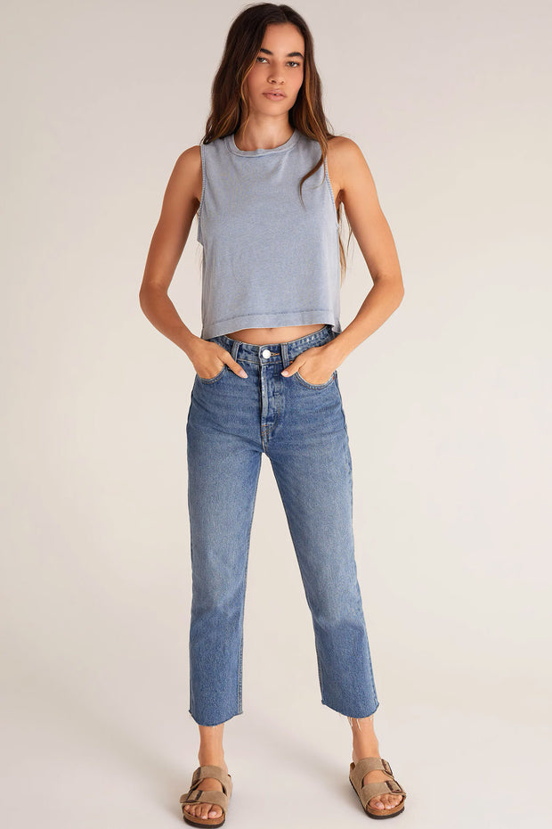 Sloane Jersey Muscle Tank in Washed Indigo