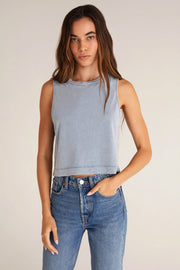 Sloane Jersey Muscle Tank in Washed Indigo
